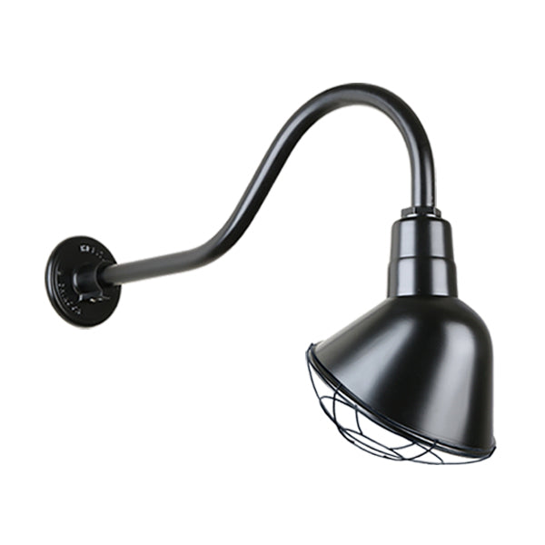 Hi Lite Lighting H-QSN18110-SA-91/QSNHL-A-91/QSNWGR-10``-91 Angle Shade One Light Outdoor Gooseneck Light Outdoor Black