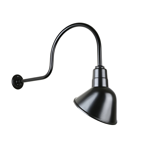 Hi Lite Lighting H-QSN18110-SA-91/QSNHL-C-91 Angle Shade One Light Outdoor Gooseneck Light Outdoor Black