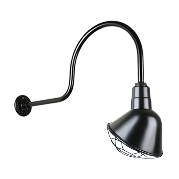 Hi Lite Lighting H-QSN18110-SA-91/QSNHL-C-91/QSNWGR-10``-91 Angle Shade One Light Outdoor Gooseneck Light Outdoor Black