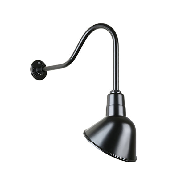 Hi Lite Lighting H-QSN18110-SA-91/QSNHL-H-91 Angle Shade One Light Outdoor Gooseneck Light Outdoor Black