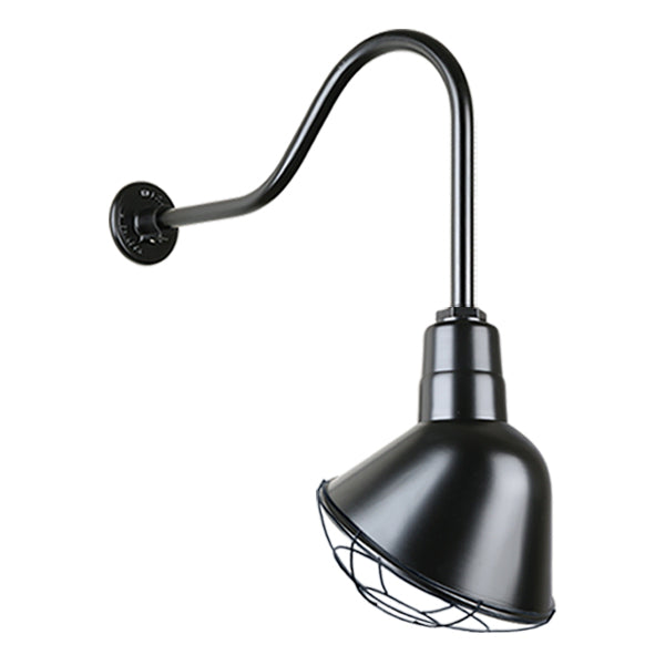 Hi Lite Lighting H-QSN18110-SA-91/QSNHL-H-91/QSNWGR-10``-91 Angle Shade One Light Outdoor Gooseneck Light Outdoor Black
