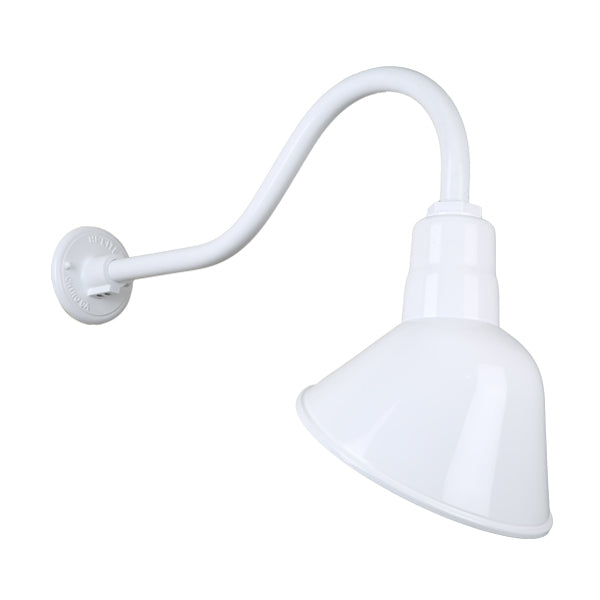 Hi Lite Lighting H-QSN18110-SA-93/QSNHL-A-93 Angle Shade One Light Outdoor Gooseneck Light Outdoor White