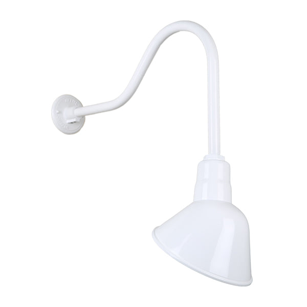 Hi Lite Lighting H-QSN18110-SA-93/QSNHL-H-93 Angle Shade One Light Outdoor Gooseneck Light Outdoor White