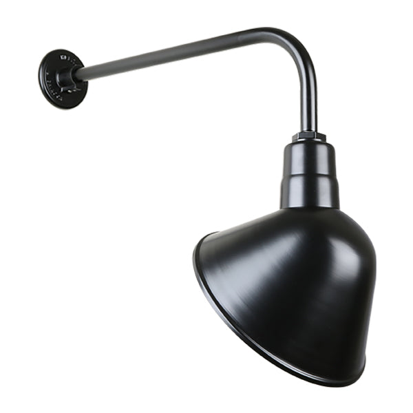 Hi Lite Lighting H-QSN18112-SA-91/QSNB-13-91 Angle Shade One Light Outdoor Gooseneck Light Outdoor Black