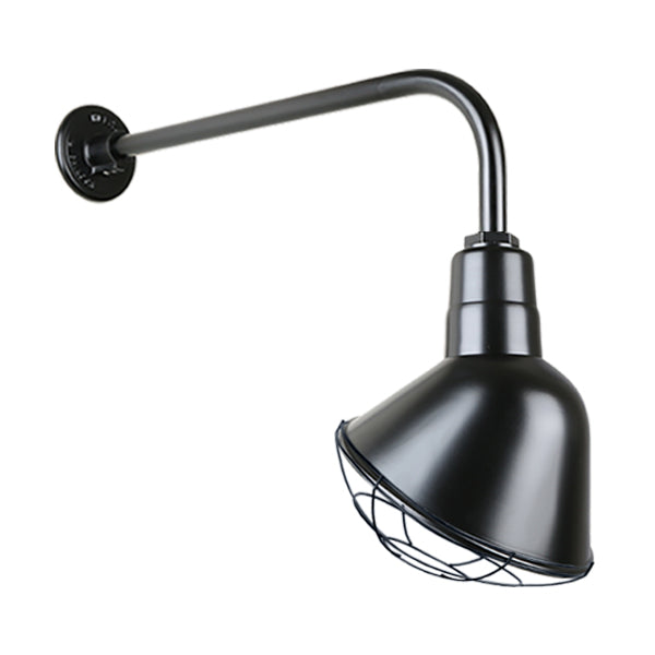 Hi Lite Lighting H-QSN18112-SA-91/QSNB-13-91/QSNWGR-12``-91 Angle Shade One Light Outdoor Gooseneck Light Outdoor Black