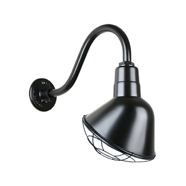 Hi Lite Lighting H-QSN18112-SA-91/QSNB-42-91/QSNWGR-12``-91 Angle Shade One Light Outdoor Gooseneck Light Outdoor Black