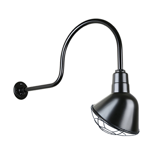 Hi Lite Lighting H-QSN18112-SA-91/QSNHL-C-91/QSNWGR-12``-91 Angle Shade One Light Outdoor Gooseneck Light Outdoor Black