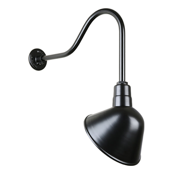 Hi Lite Lighting H-QSN18112-SA-91/QSNHL-H-91 Angle Shade One Light Outdoor Gooseneck Light Outdoor Black