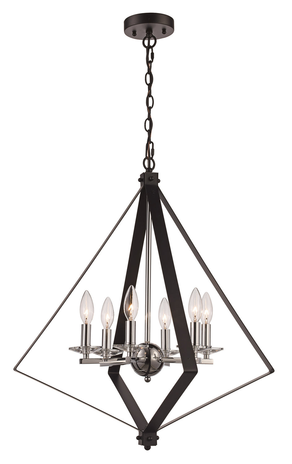 Trans Globe Imports 11086 BK/PC Chandelier Light - Black/Polished Chrome