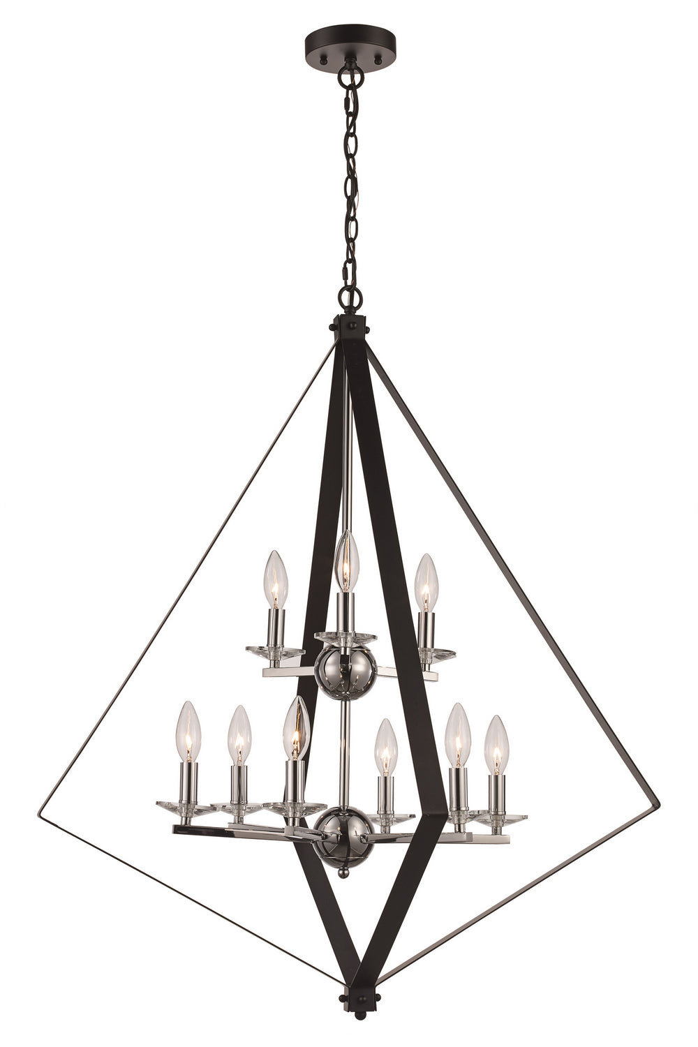 Trans Globe Imports 11089 BK/PC Chandelier Light - Black/Polished Chrome