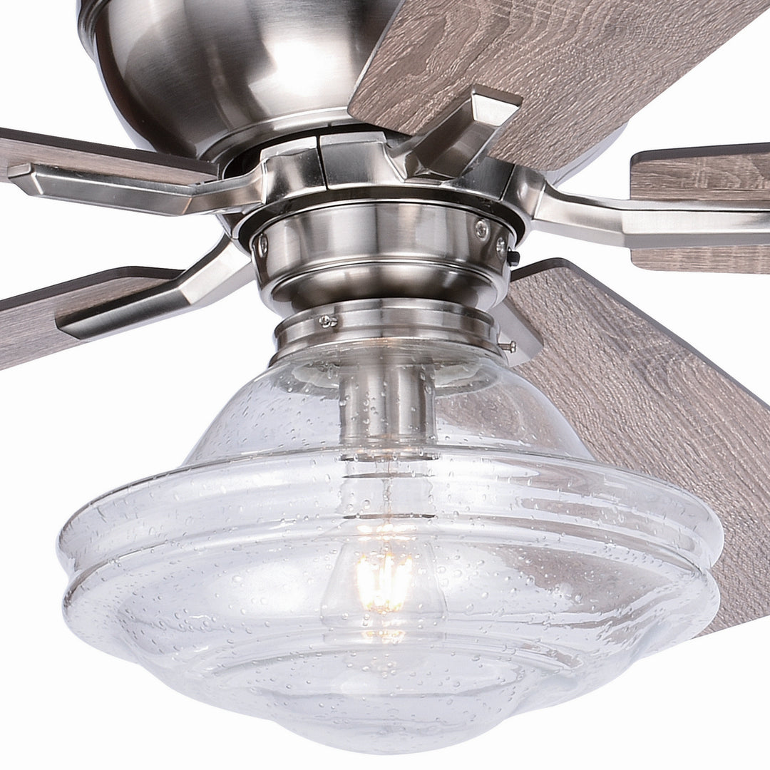 Vaxcel Huntley F0067 Ceiling Fan - Satin Nickel, Driftwood-Dark Maple/