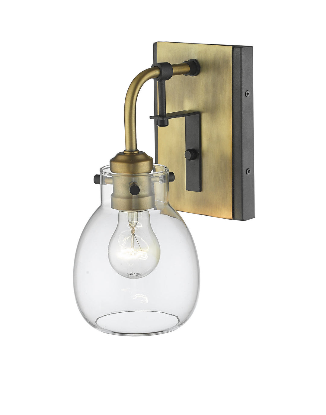Z-Lite Kraken 466-1S-MB-OBR Wall Sconce Light - Matte Black / Olde Brass