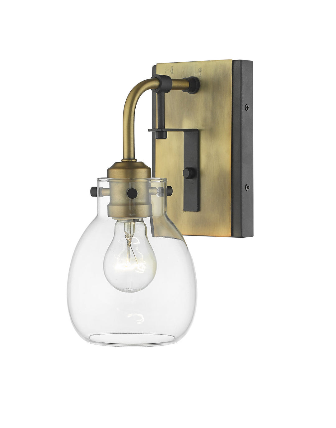 Z-Lite Kraken 466-1S-MB-OBR Wall Sconce Light - Matte Black / Olde Brass