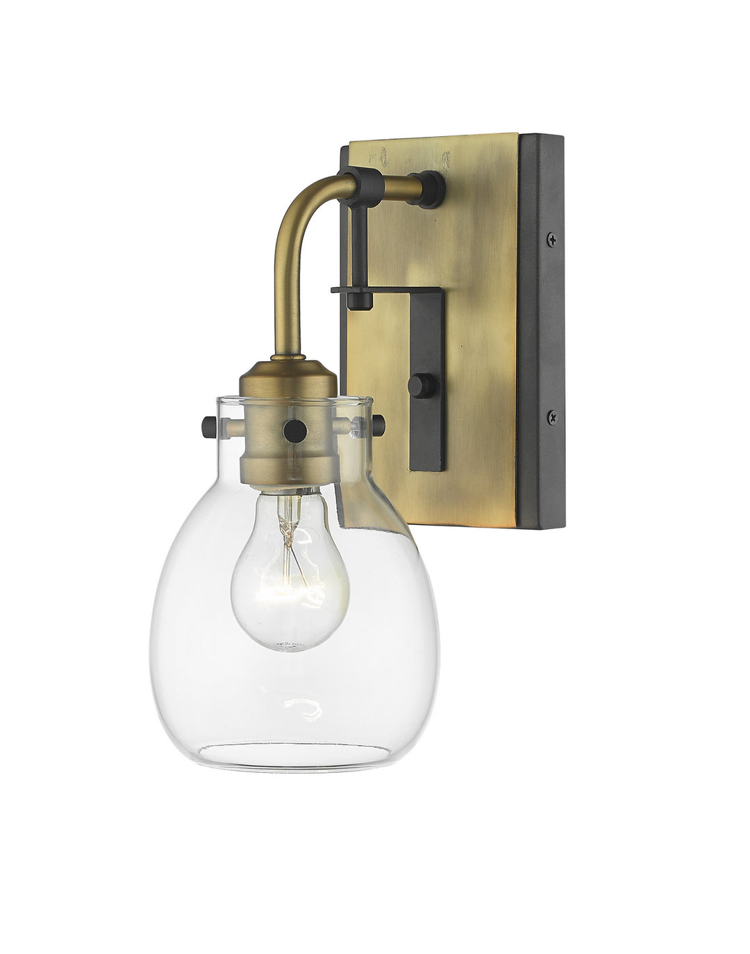 Z-Lite Kraken 466-1S-MB-OBR Wall Sconce Light - Matte Black / Olde Brass