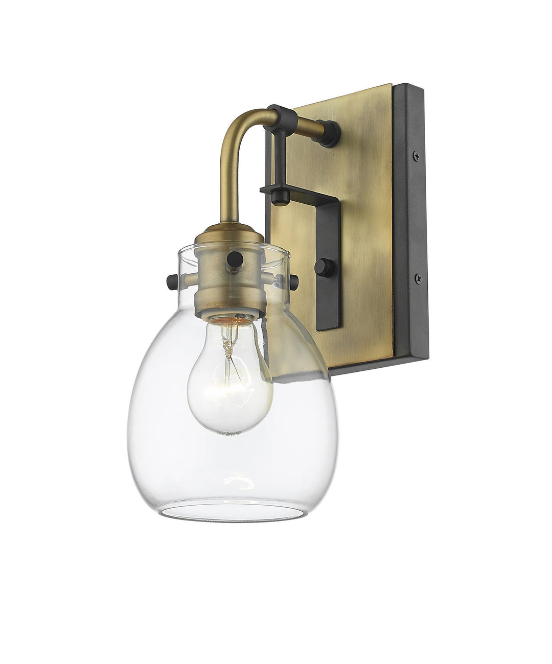 Z-Lite Kraken 466-1S-MB-OBR Wall Sconce Light - Matte Black / Olde Brass