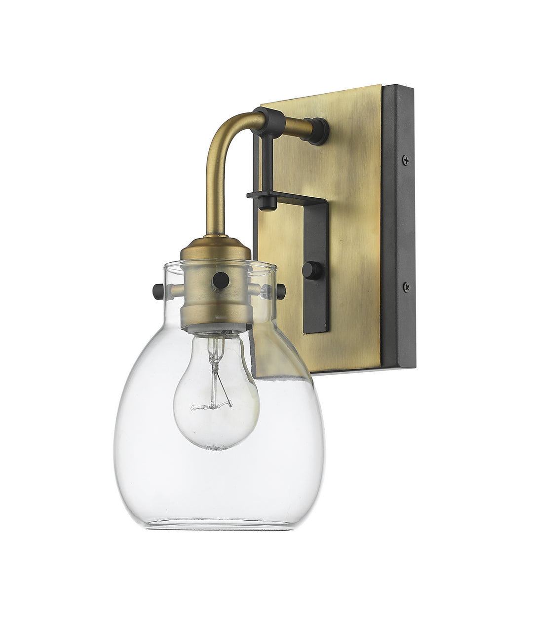 Z-Lite Kraken 466-1S-MB-OBR Wall Sconce Light - Matte Black / Olde Brass
