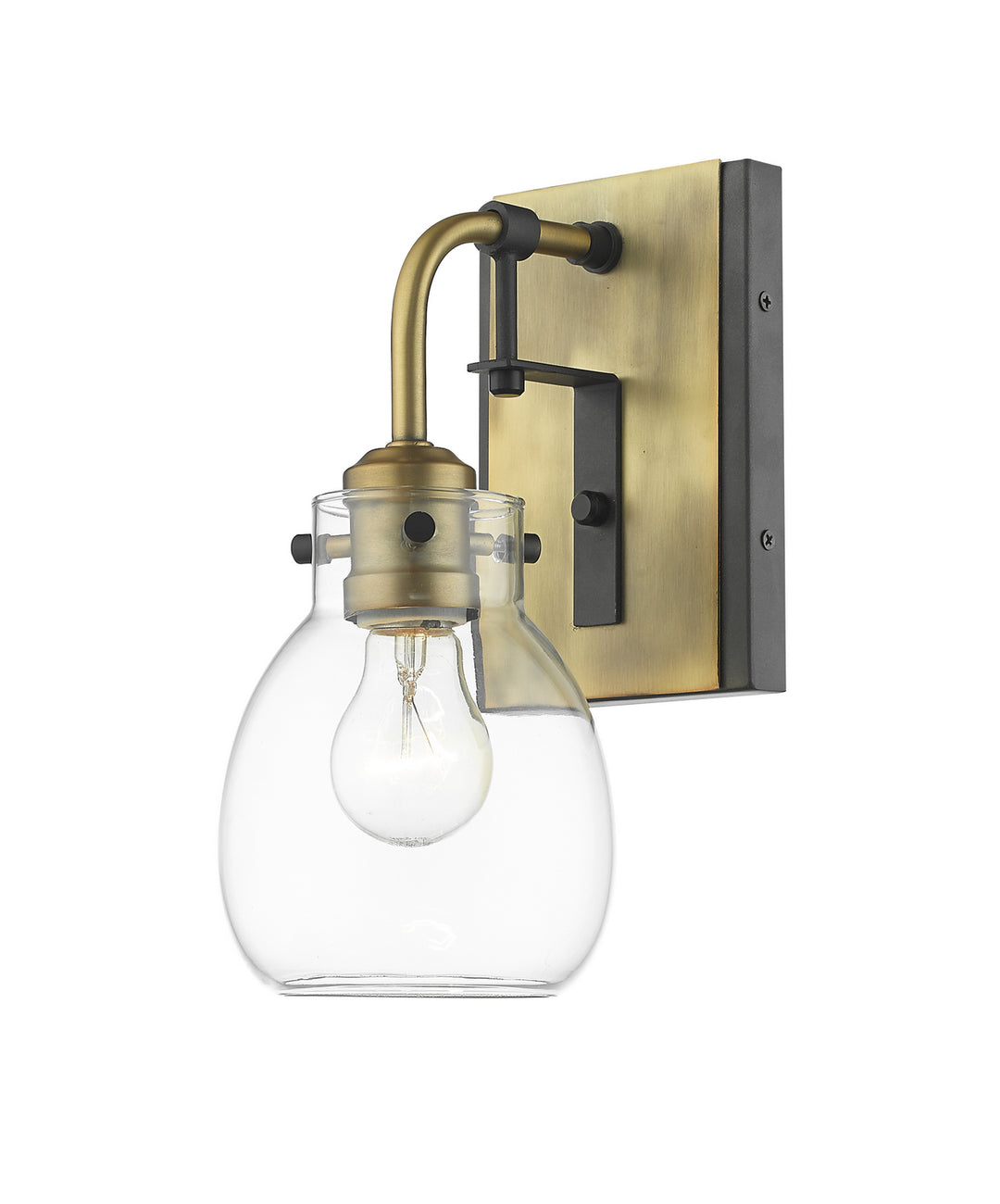 Z-Lite Kraken 466-1S-MB-OBR Wall Sconce Light - Matte Black / Olde Brass