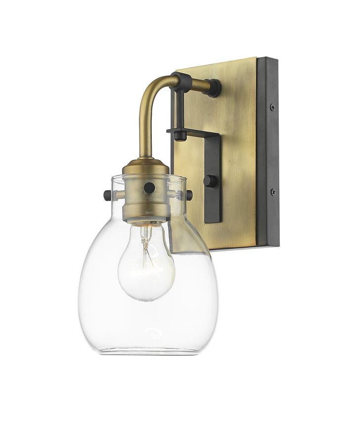 Z-Lite Kraken 466-1S-MB-OBR Wall Sconce Light - Matte Black / Olde Brass