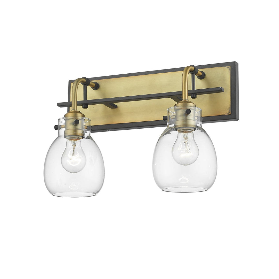 Z-Lite Kraken 466-2S-MB-OBR Bath Vanity Light 16 in. wide - Matte Black / Olde Brass