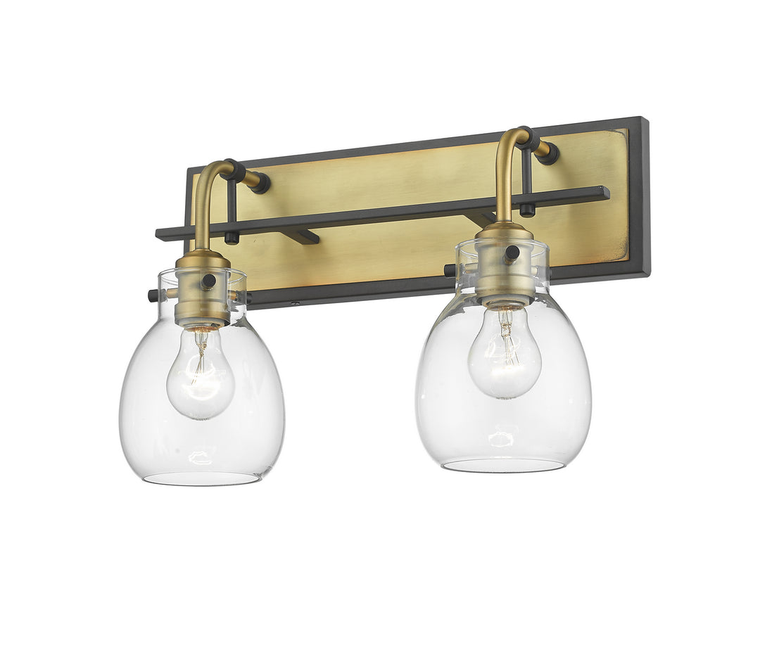 Z-Lite Kraken 466-2S-MB-OBR Bath Vanity Light 16 in. wide - Matte Black / Olde Brass