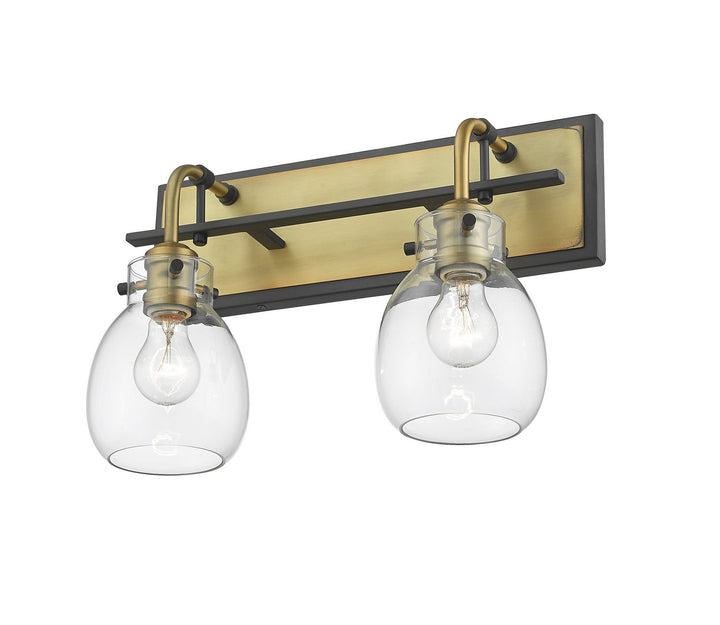 Z-Lite Kraken 466-2S-MB-OBR Bath Vanity Light 16 in. wide - Matte Black / Olde Brass