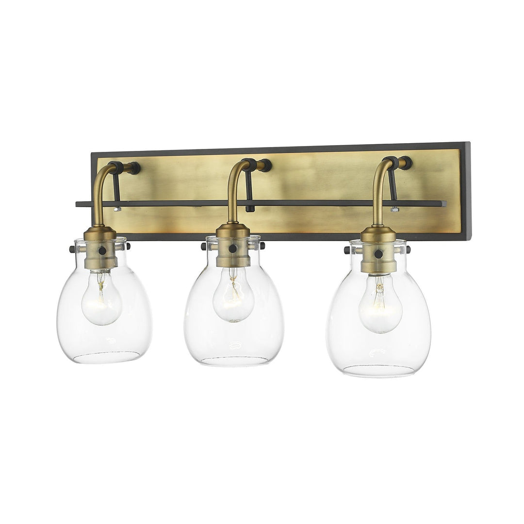Z-Lite Kraken 466-3V-MB-OBR Bath Vanity Light 22 in. wide - Matte Black / Olde Brass