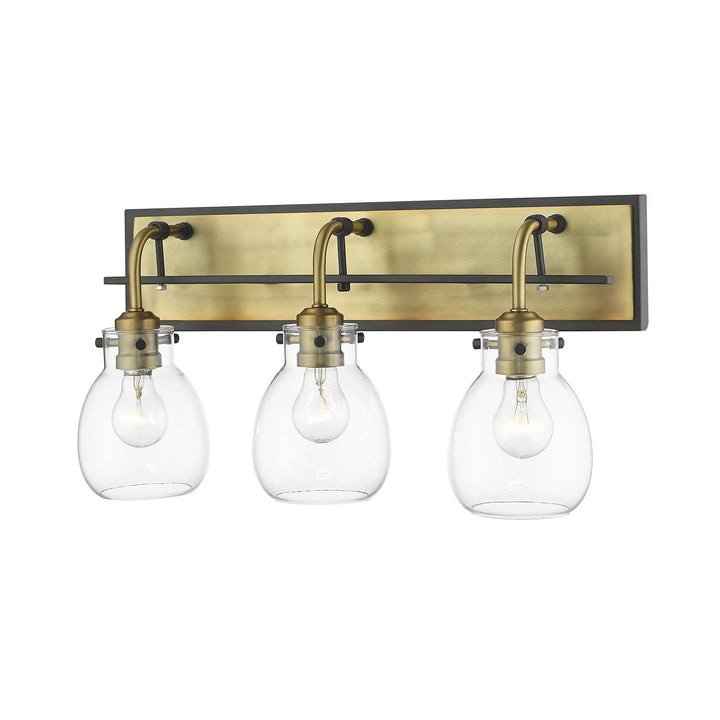 Z-Lite Kraken 466-3V-MB-OBR Bath Vanity Light 22 in. wide - Matte Black / Olde Brass