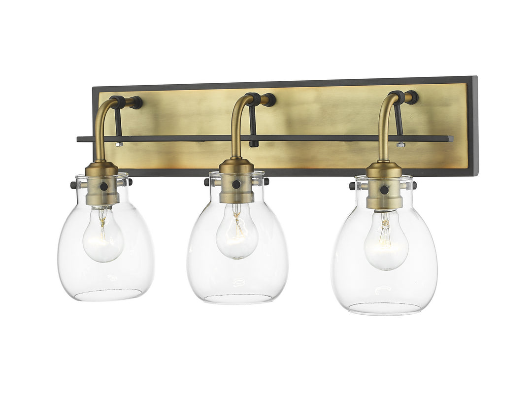 Z-Lite Kraken 466-3V-MB-OBR Bath Vanity Light 22 in. wide - Matte Black / Olde Brass