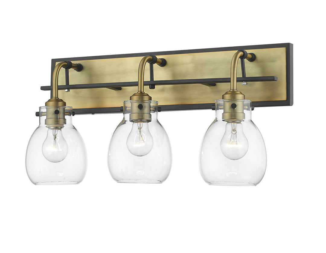 Z-Lite Kraken 466-3V-MB-OBR Bath Vanity Light 22 in. wide - Matte Black / Olde Brass