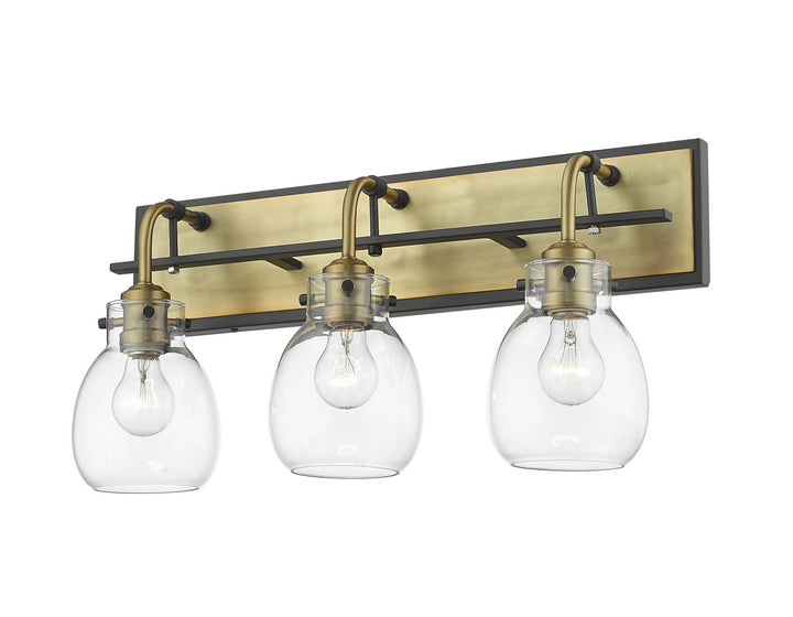 Z-Lite Kraken 466-3V-MB-OBR Bath Vanity Light 22 in. wide - Matte Black / Olde Brass