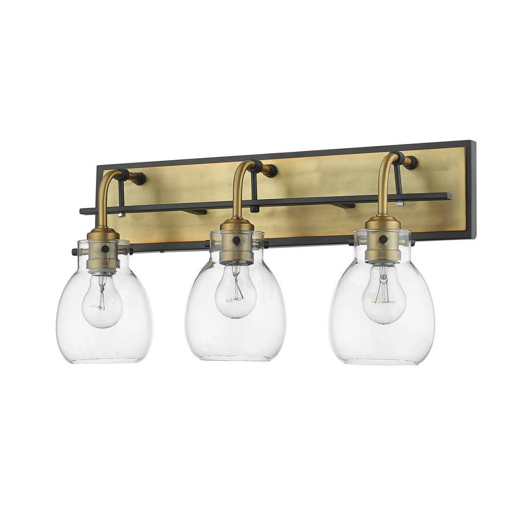 Z-Lite Kraken 466-3V-MB-OBR Bath Vanity Light 22 in. wide - Matte Black / Olde Brass