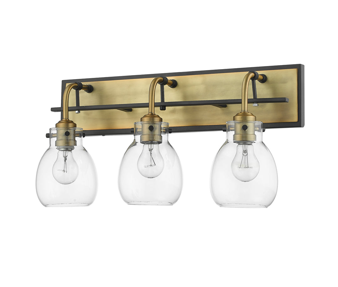 Z-Lite Kraken 466-3V-MB-OBR Bath Vanity Light 22 in. wide - Matte Black / Olde Brass