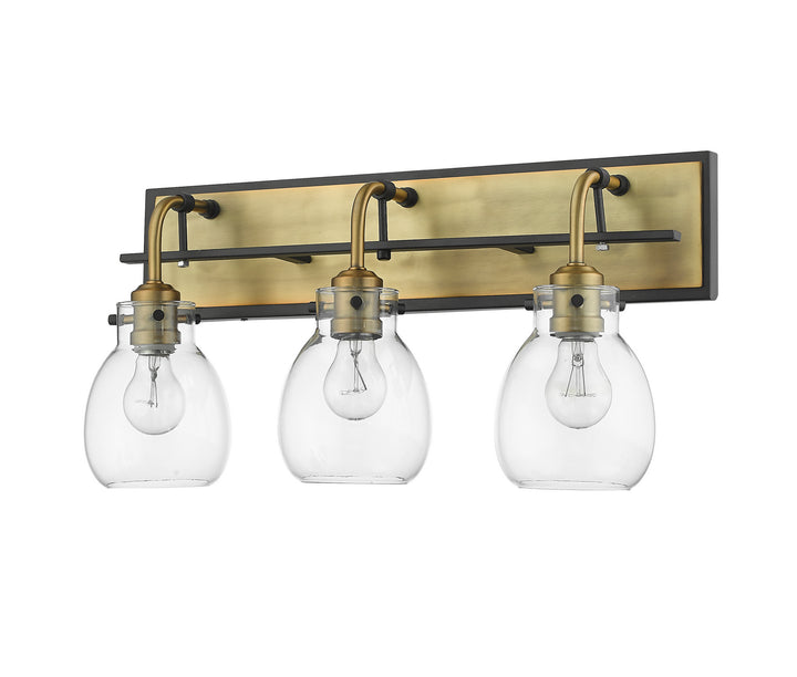 Z-Lite Kraken 466-3V-MB-OBR Bath Vanity Light 22 in. wide - Matte Black / Olde Brass