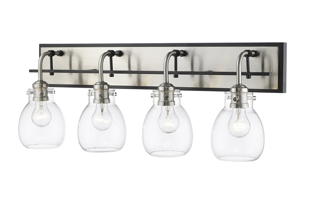 Z-Lite Kraken 466-4V-MB-BN Bath Vanity Light 30 in. wide - Matte Black / Brushed Nickel