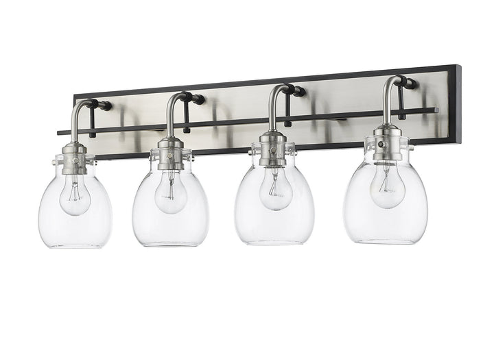Z-Lite Kraken 466-4V-MB-BN Bath Vanity Light 30 in. wide - Matte Black / Brushed Nickel