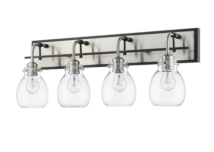 Z-Lite Kraken 466-4V-MB-BN Bath Vanity Light 30 in. wide - Matte Black / Brushed Nickel