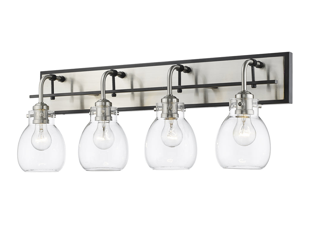 Z-Lite Kraken 466-4V-MB-BN Bath Vanity Light 30 in. wide - Matte Black / Brushed Nickel