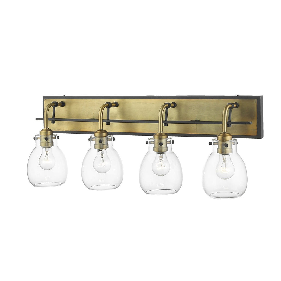 Z-Lite Kraken 466-4V-MB-OBR Bath Vanity Light 30 in. wide - Matte Black / Olde Brass
