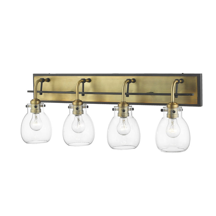 Z-Lite Kraken 466-4V-MB-OBR Bath Vanity Light 30 in. wide - Matte Black / Olde Brass