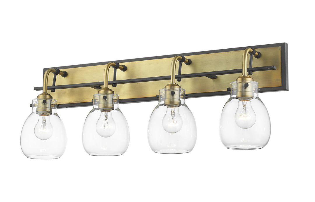 Z-Lite Kraken 466-4V-MB-OBR Bath Vanity Light 30 in. wide - Matte Black / Olde Brass