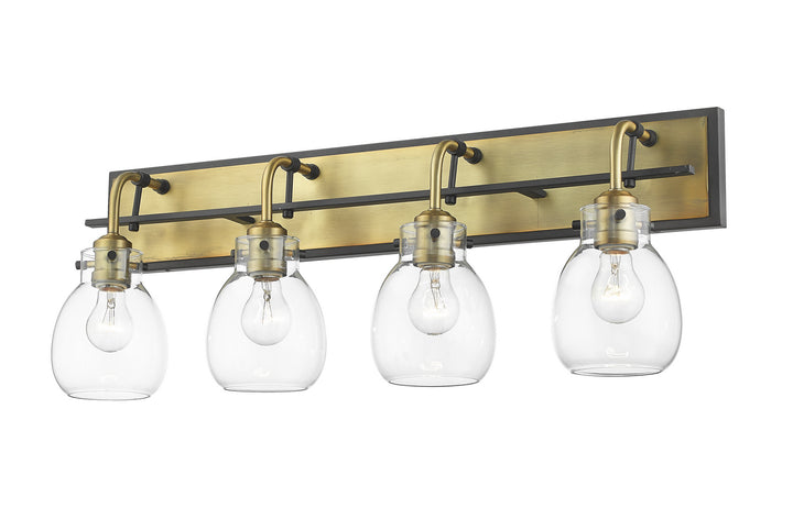 Z-Lite Kraken 466-4V-MB-OBR Bath Vanity Light 30 in. wide - Matte Black / Olde Brass