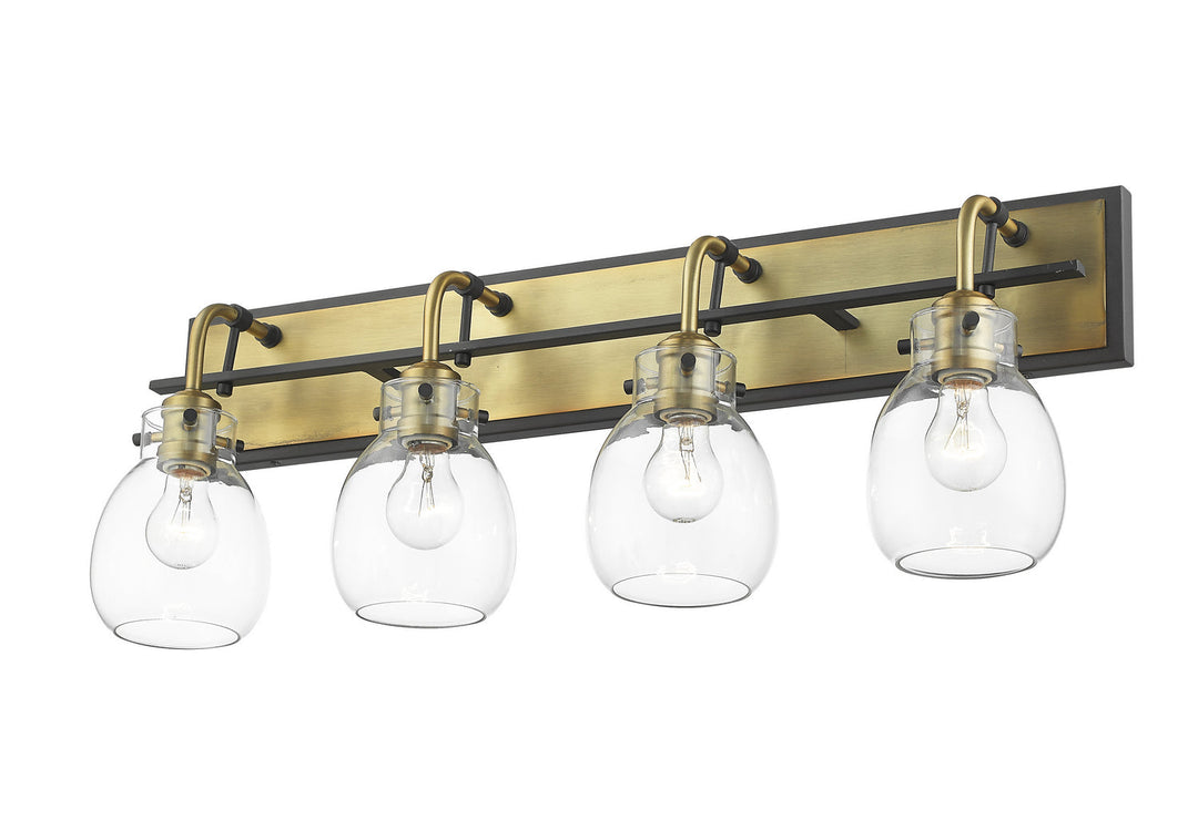 Z-Lite Kraken 466-4V-MB-OBR Bath Vanity Light 30 in. wide - Matte Black / Olde Brass