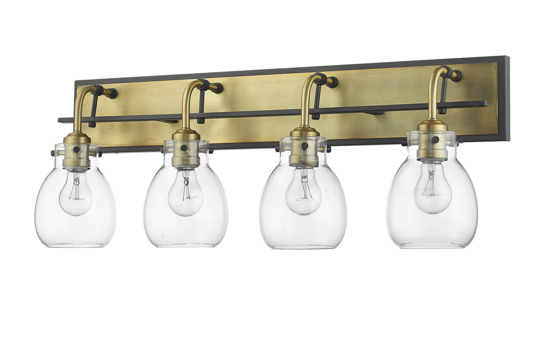 Z-Lite Kraken 466-4V-MB-OBR Bath Vanity Light 30 in. wide - Matte Black / Olde Brass