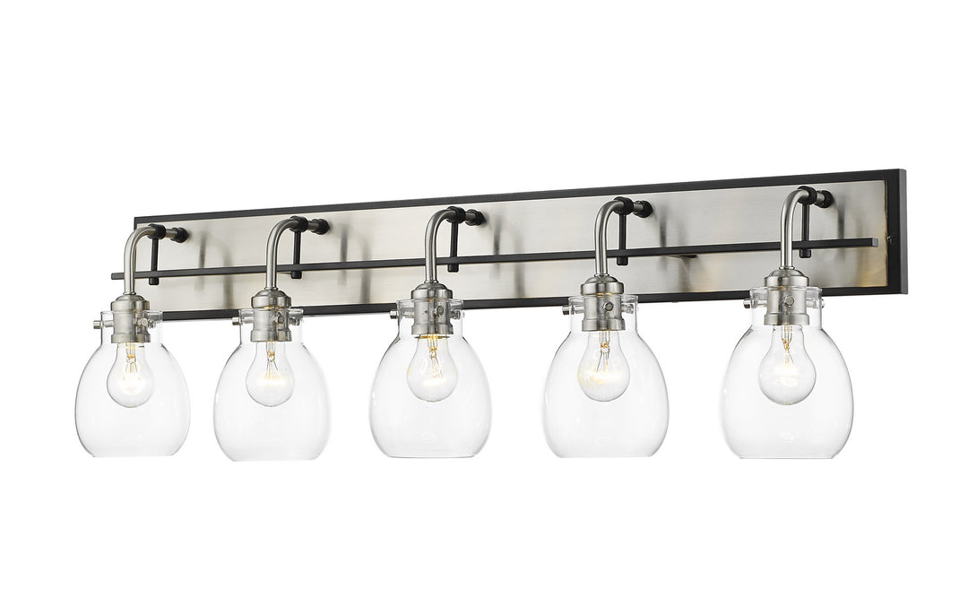 Z-Lite Kraken 466-5V-MB-BN Bath Vanity Light 38 in. wide - Matte Black / Brushed Nickel