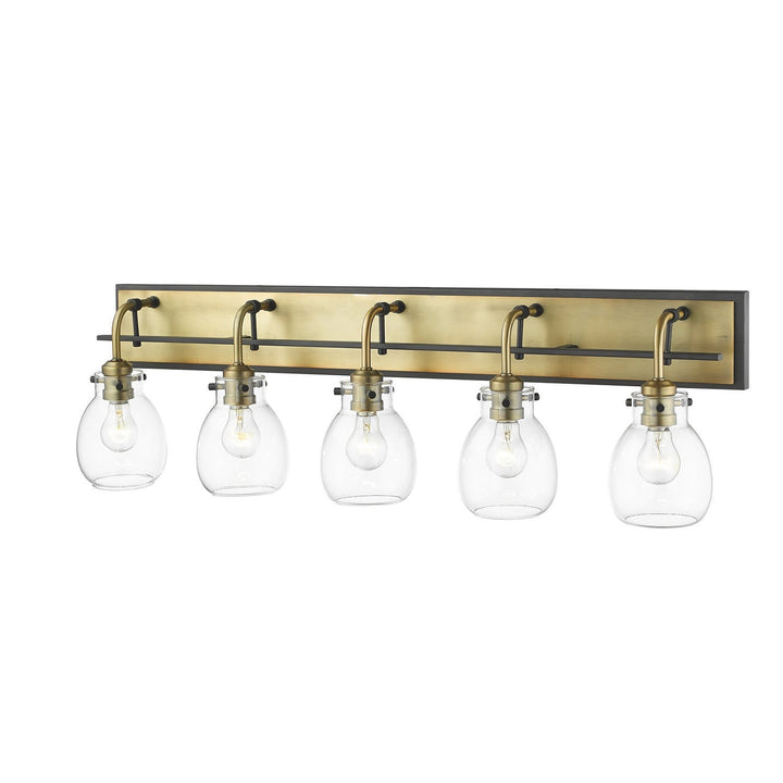 Z-Lite Kraken 466-5V-MB-OBR Bath Vanity Light 38 in. wide - Matte Black / Olde Brass