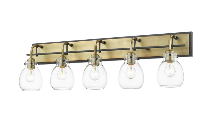 Z-Lite Kraken 466-5V-MB-OBR Bath Vanity Light 38 in. wide - Matte Black / Olde Brass
