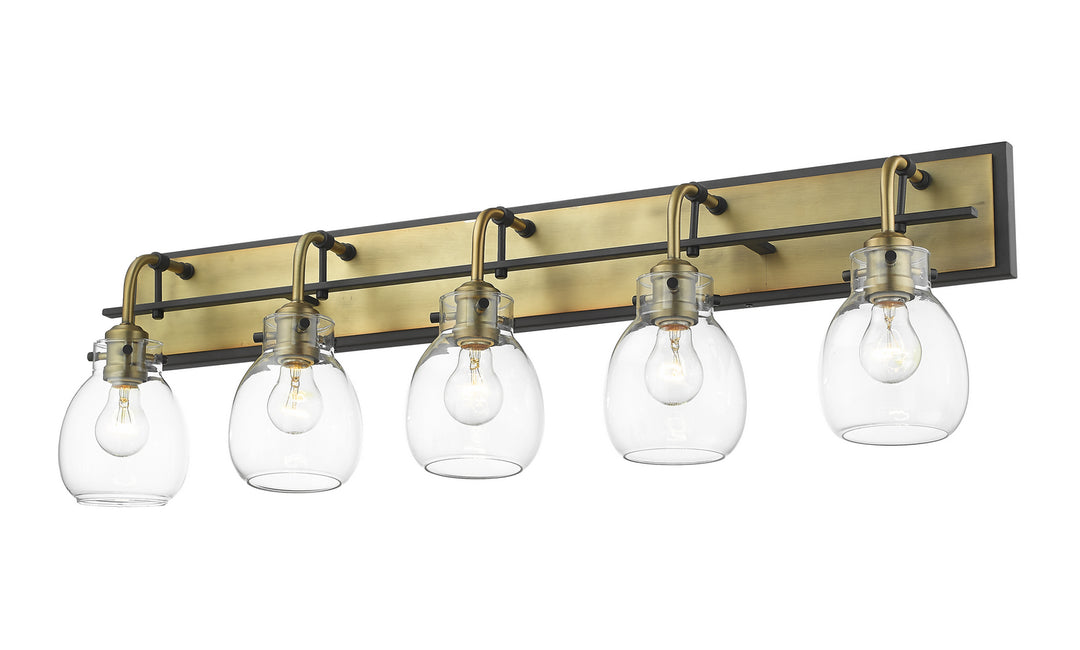 Z-Lite Kraken 466-5V-MB-OBR Bath Vanity Light 38 in. wide - Matte Black / Olde Brass