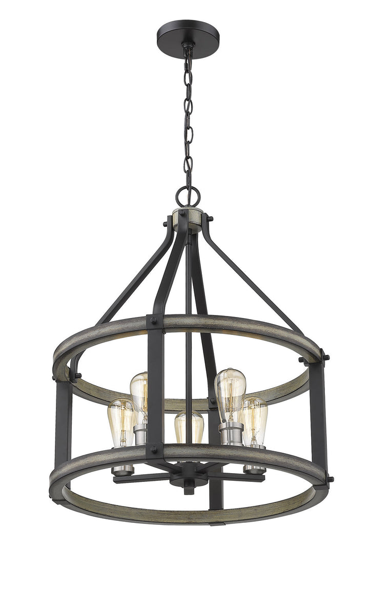 Z-Lite Kirkland 472-5D-ABB Pendant Light - Ashen Barnboard