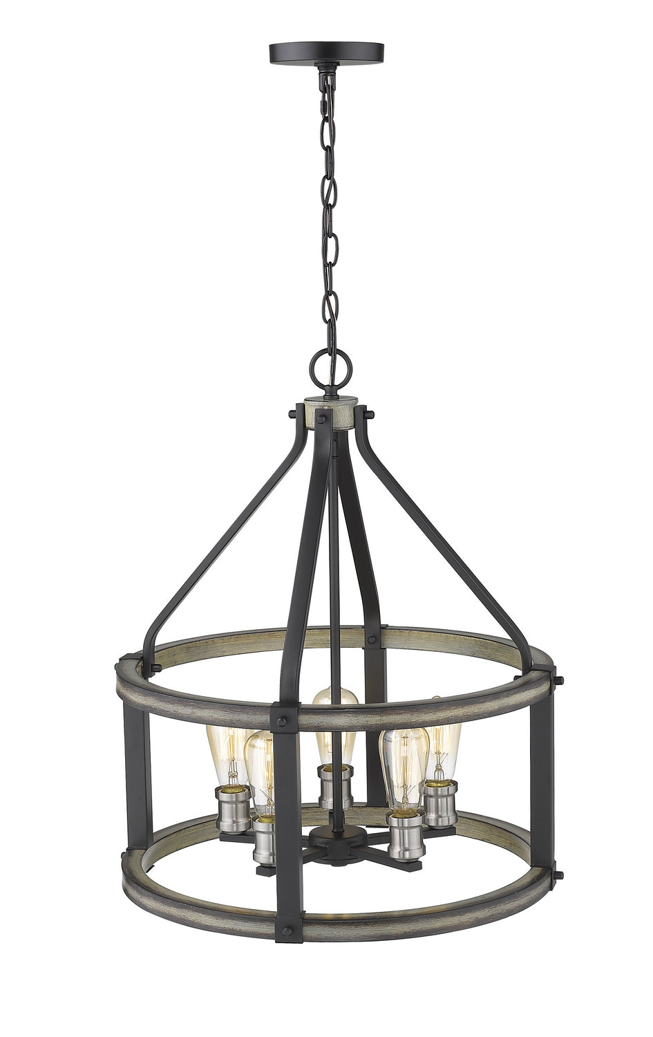 Z-Lite Kirkland 472-5D-ABB Pendant Light - Ashen Barnboard