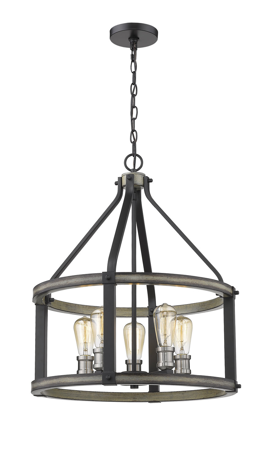 Z-Lite Kirkland 472-5D-ABB Pendant Light - Ashen Barnboard